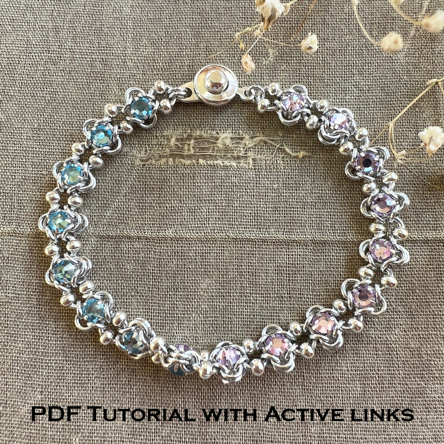 Reversible Rose Montee Beaded Bracelet PDF Tutorial & Video Class -no physical items included