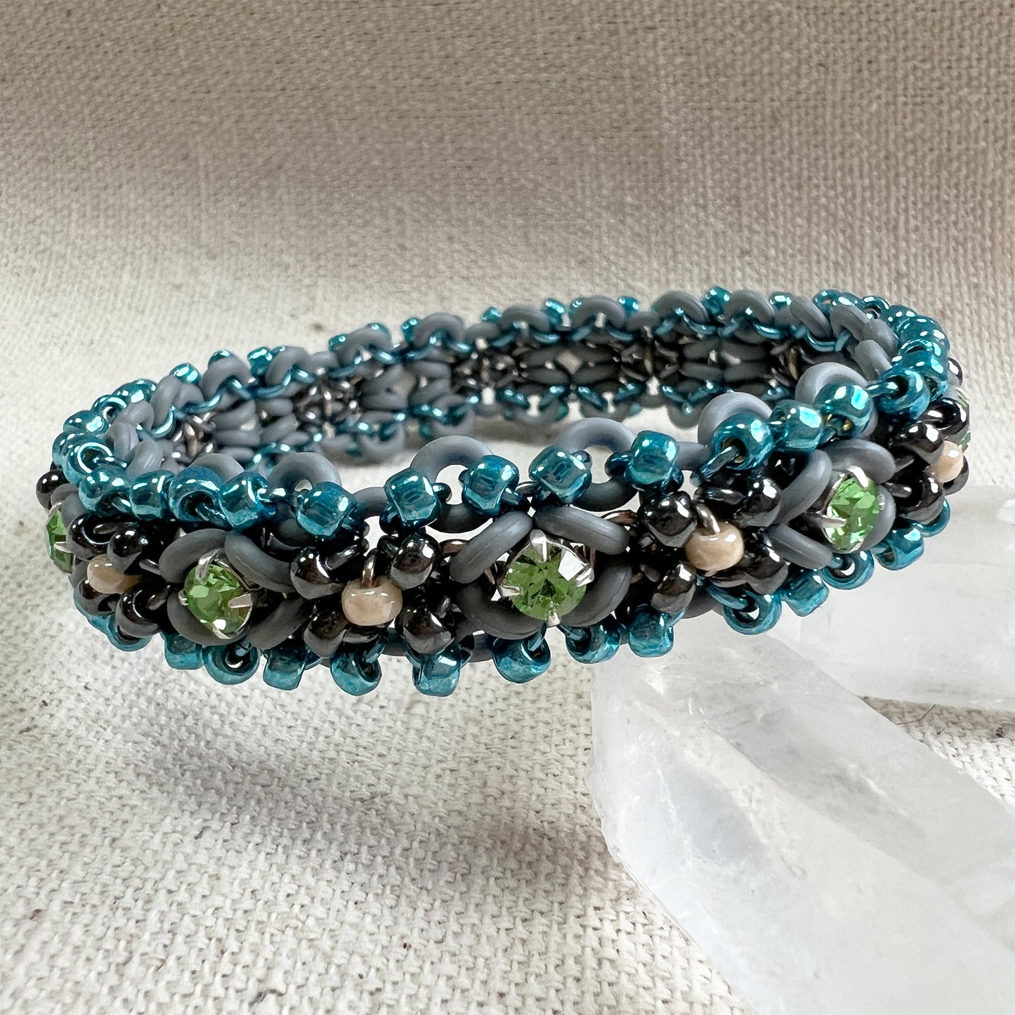 Rhinestone Beaded Stretch Bracelet Kit with Video Class - Tidal Pool