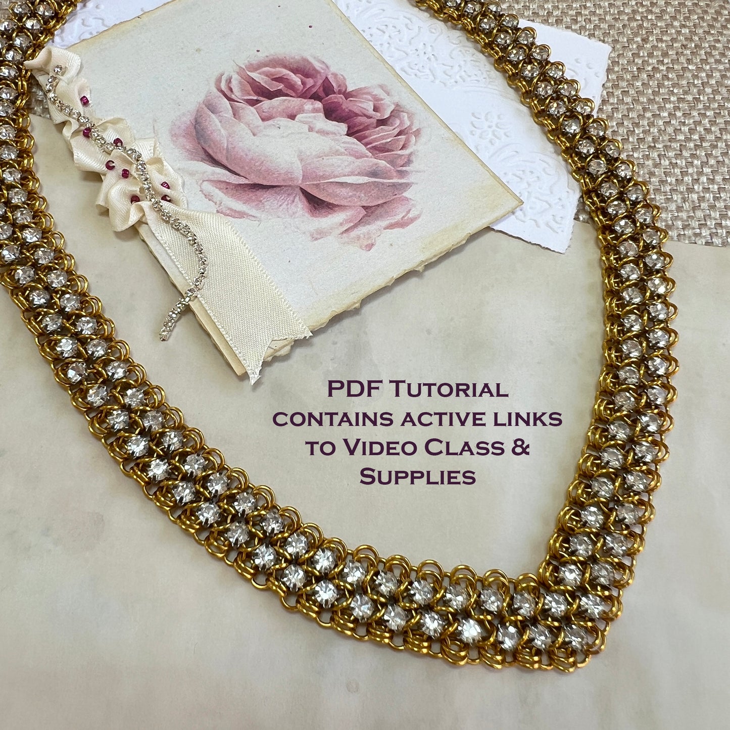Rhinestone Princess Necklace PDF Tutorial & Video Class - NO PHYSICAL ITEMS INCLUDED