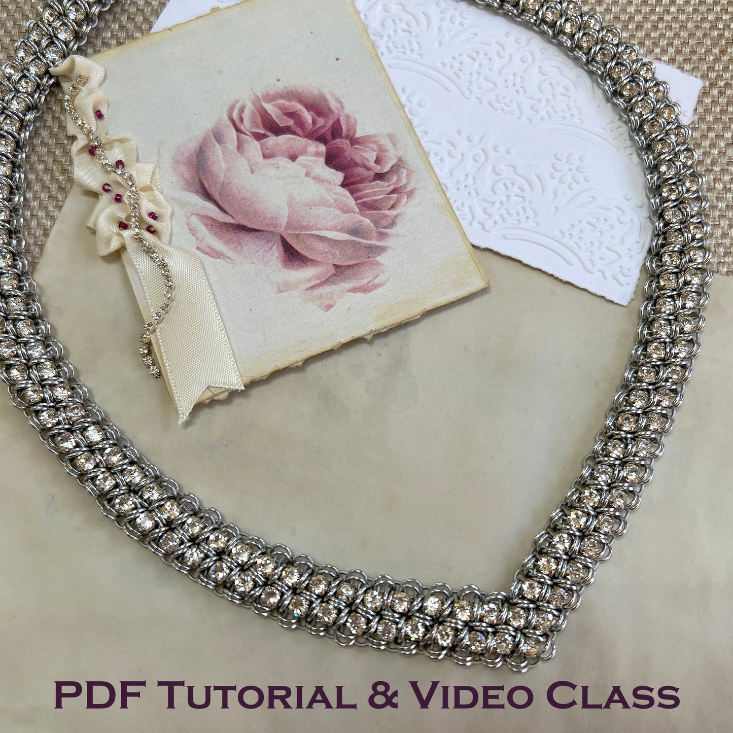 Rhinestone Princess Necklace PDF Tutorial & Video Class - NO PHYSICAL ITEMS INCLUDED