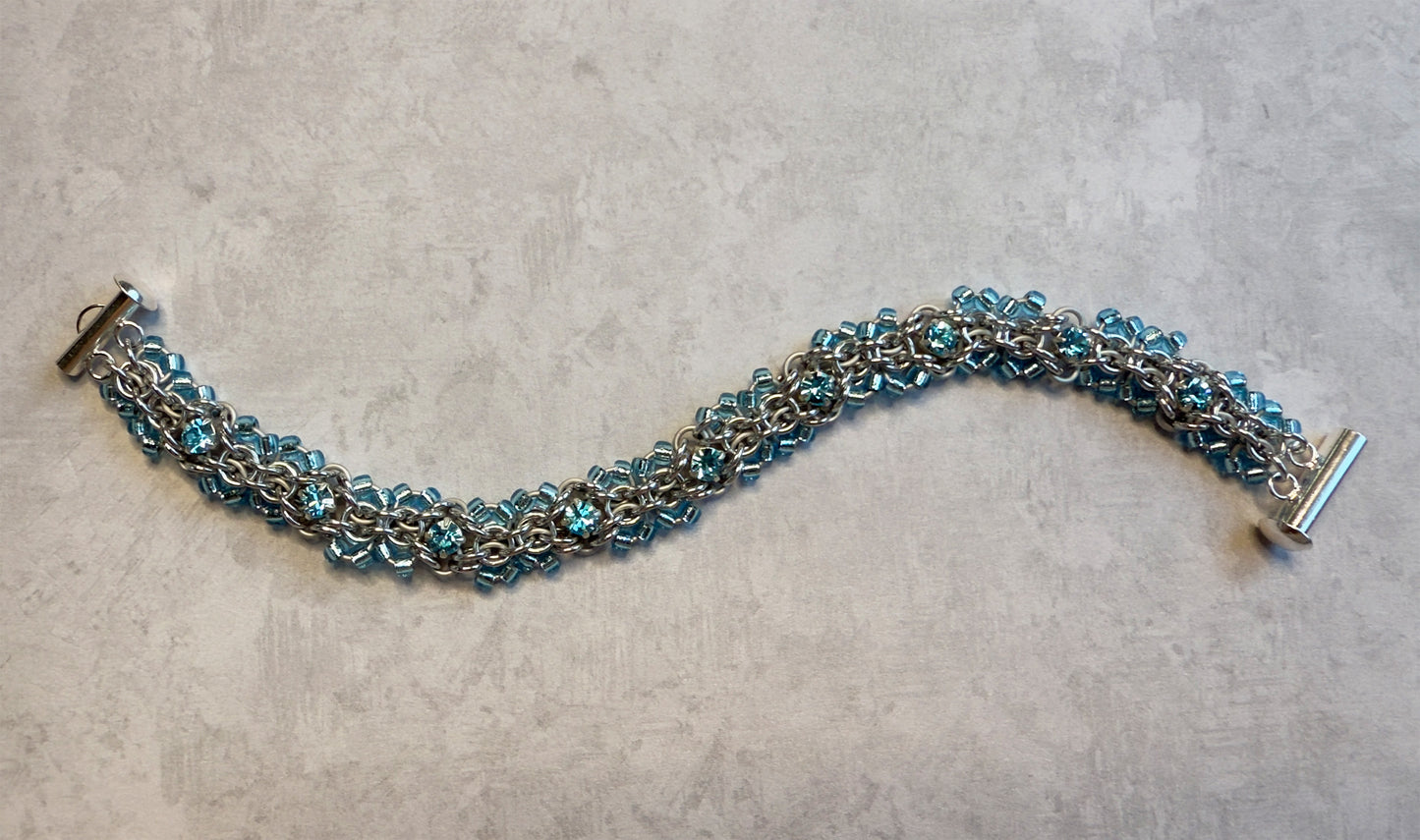 Rhinestone Rumple Bracelet Kit with Video Class - Silver, Frost, Aqua, & Aqua Bohemica