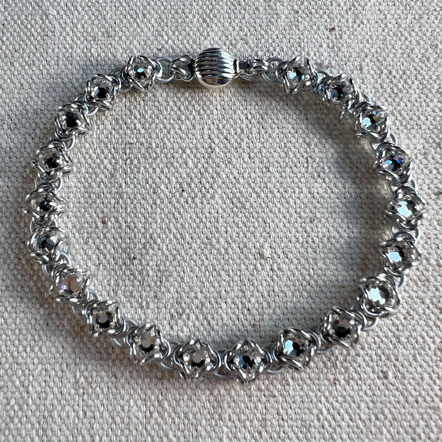 Rose Montee Reversible Byzantine Bracelet Kit with Video Class - Silver, Cobalt/Crystal & Frost