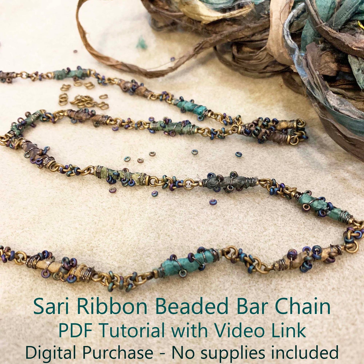 Sari Ribbon Beaded Bar Chain PDF Tutorial and Video Class - No Physical Items Included