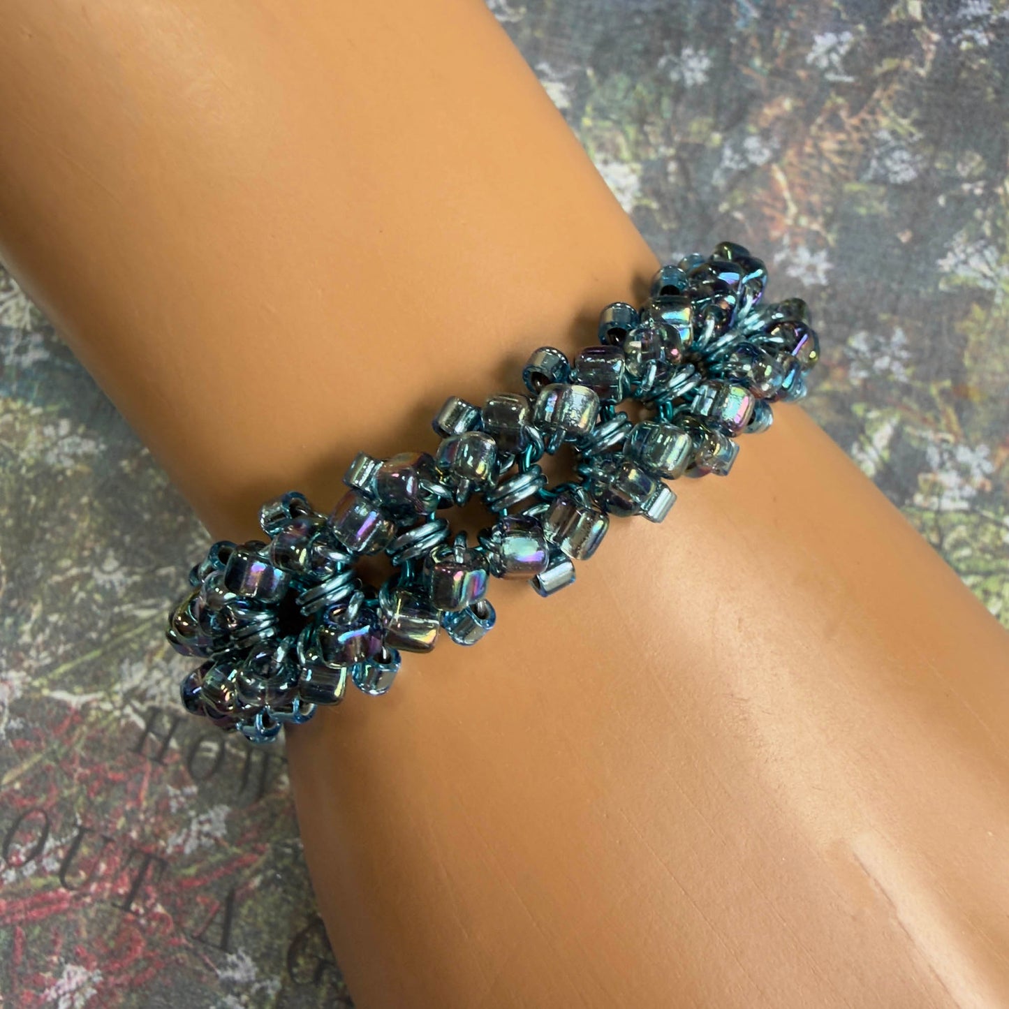 Side Locked Ruffle Bracelet Kit with Video Class - Teal, Sky Blue, Gunmetal & Gray AB