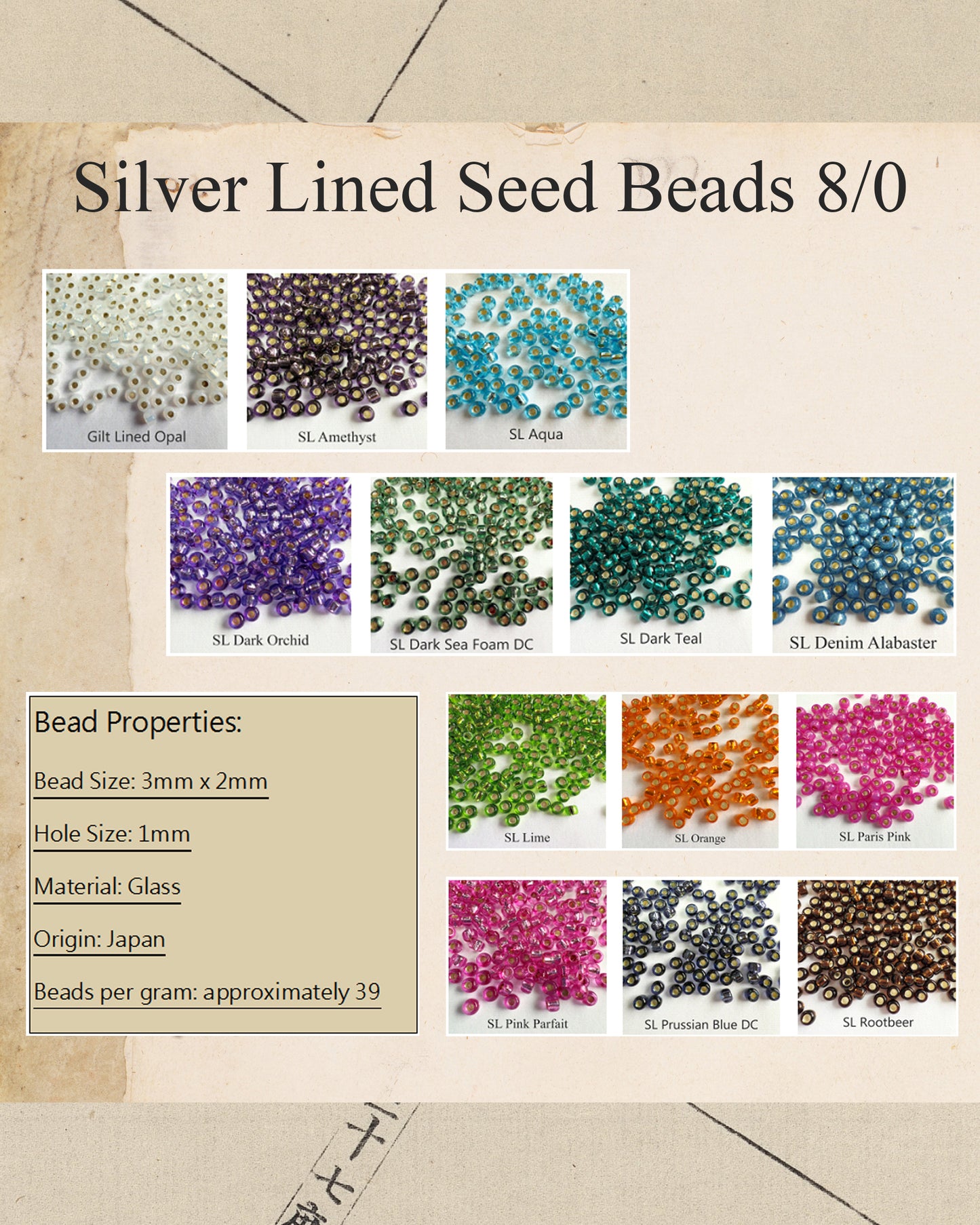 Miyuki Seed Beads 8/0 Silver Lined - choose color