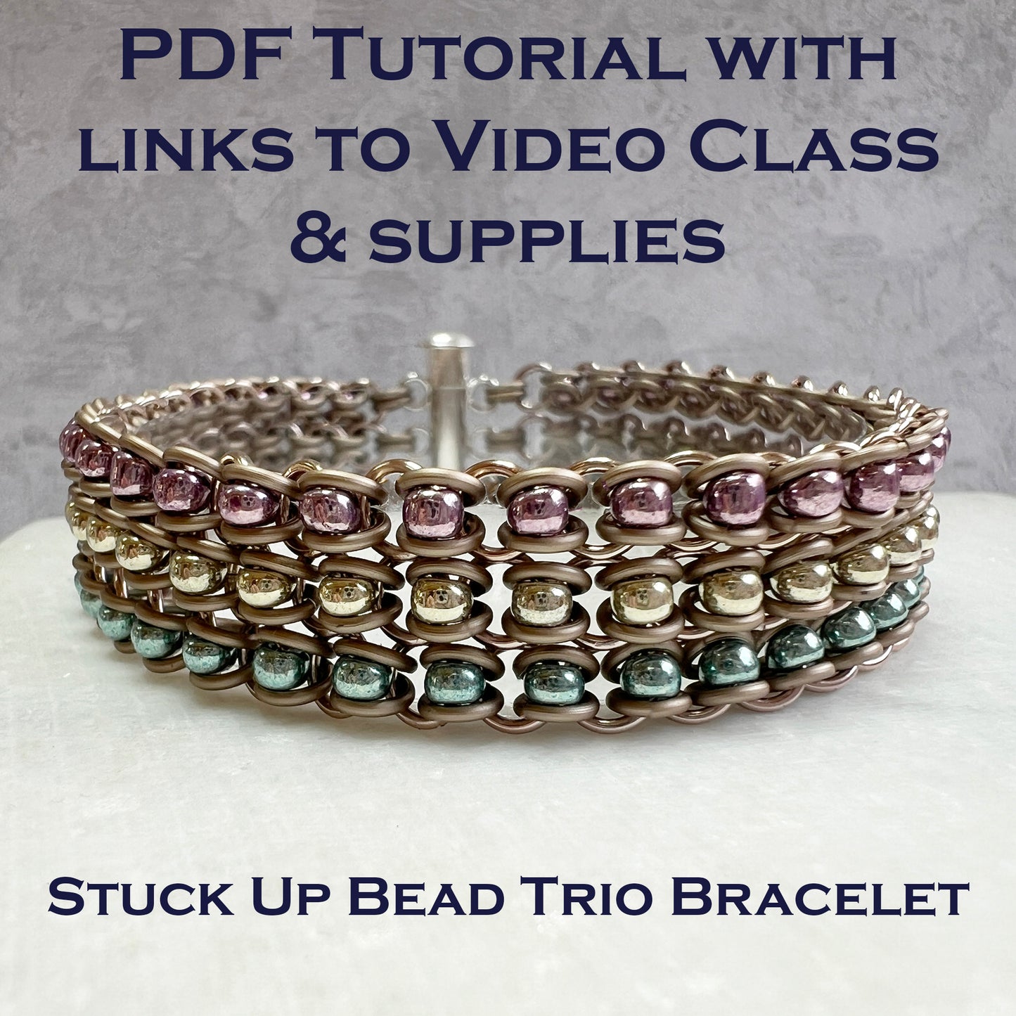 Stuck Up Bead Trio Bracelet PDF Tutorial & Video Class - No supplies included