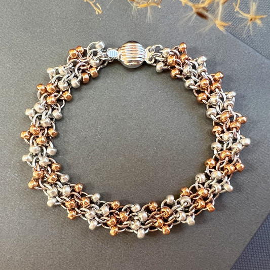 Unbalanced Alternating Bead Chain Bracelet Micro kit with video class - Silver & Rose Gold