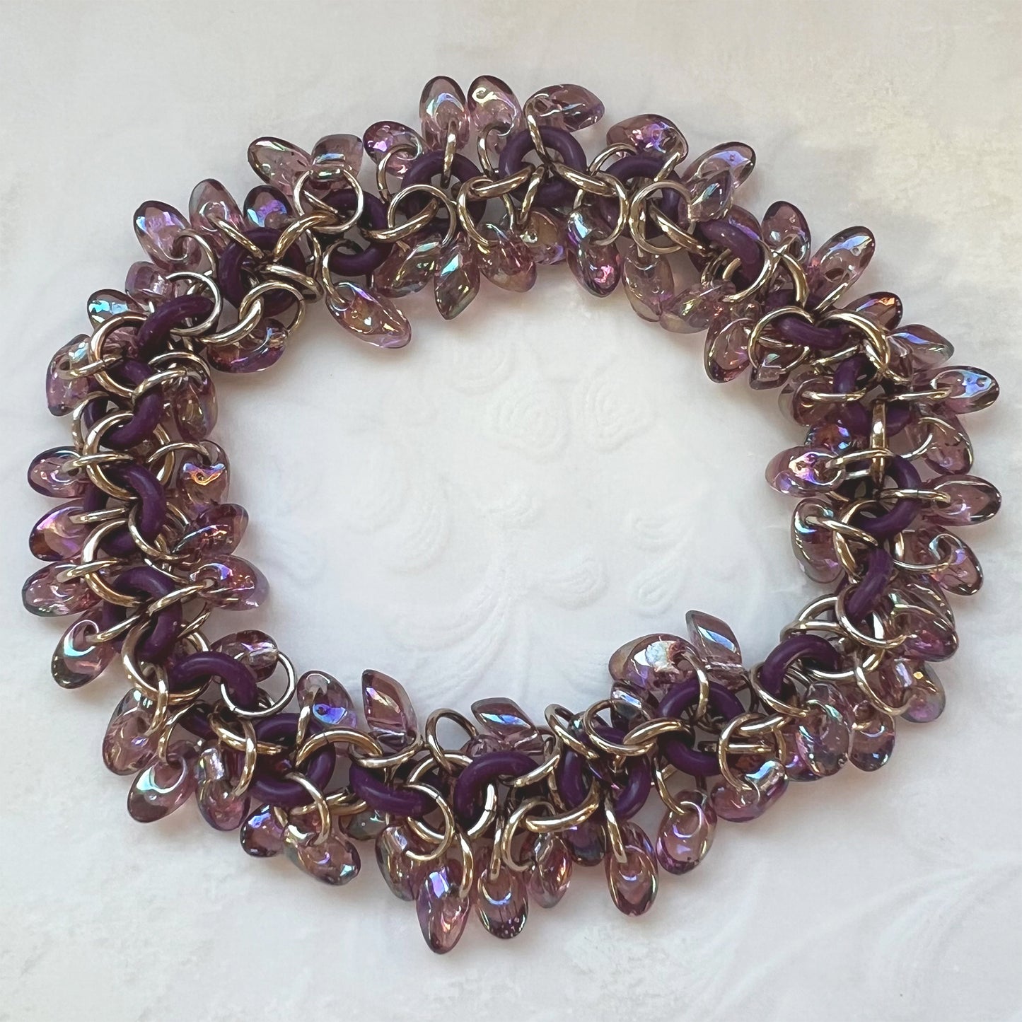 Shaggy Long Magatama Stretch Bracelet Kit with FREE Video Amethyst Wine Champagne Amethyst AB