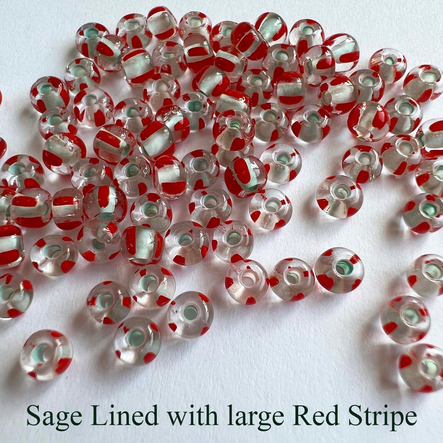 Striped Seed Beads 6/0  Large Stripe 20 gm Choose Color
