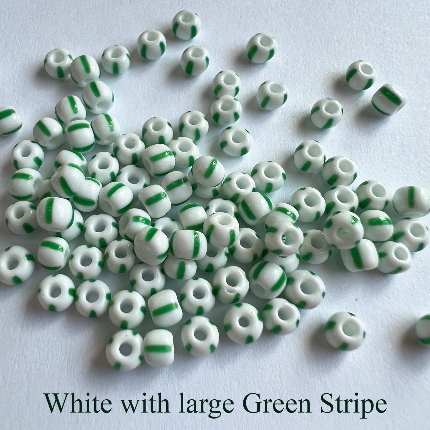 Striped Seed Beads 6/0  Large Stripe 20 gm Choose Color