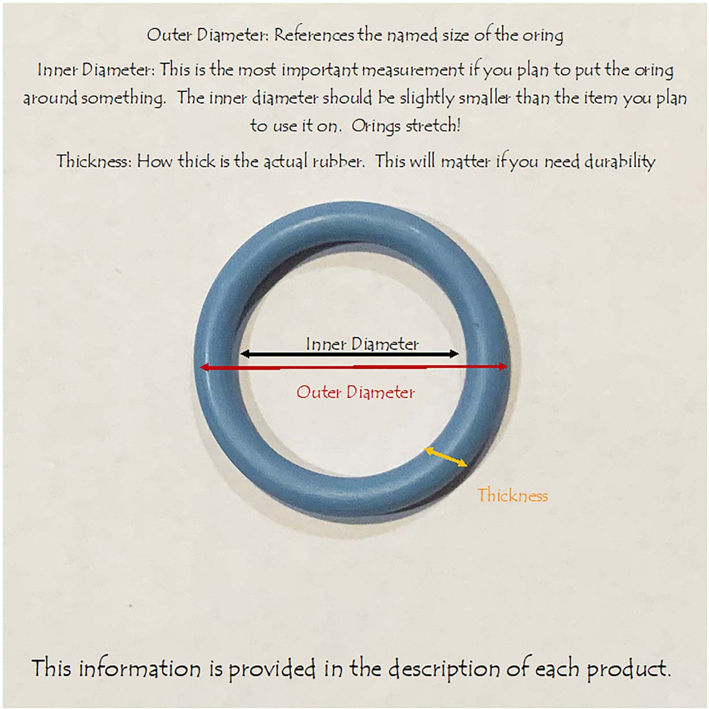 6mm Rubber O-Rings (ID: 2.6mm)  - choose color & quantity