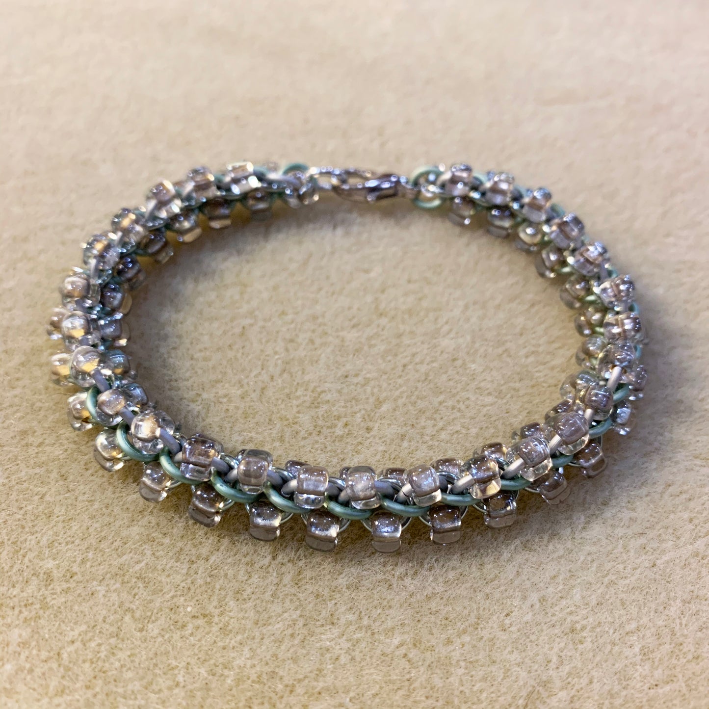 Jens Pind with Triangle Beads Bracelet Kit and Video Class Champagne Sea Foam and Silver