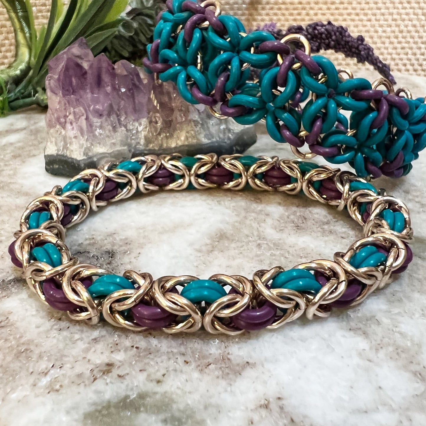 Byzantine Stretch Bracelet Kit with FREE video - 2 O-Ring Colors 1 Jump Ring Color (Kit on Demand)