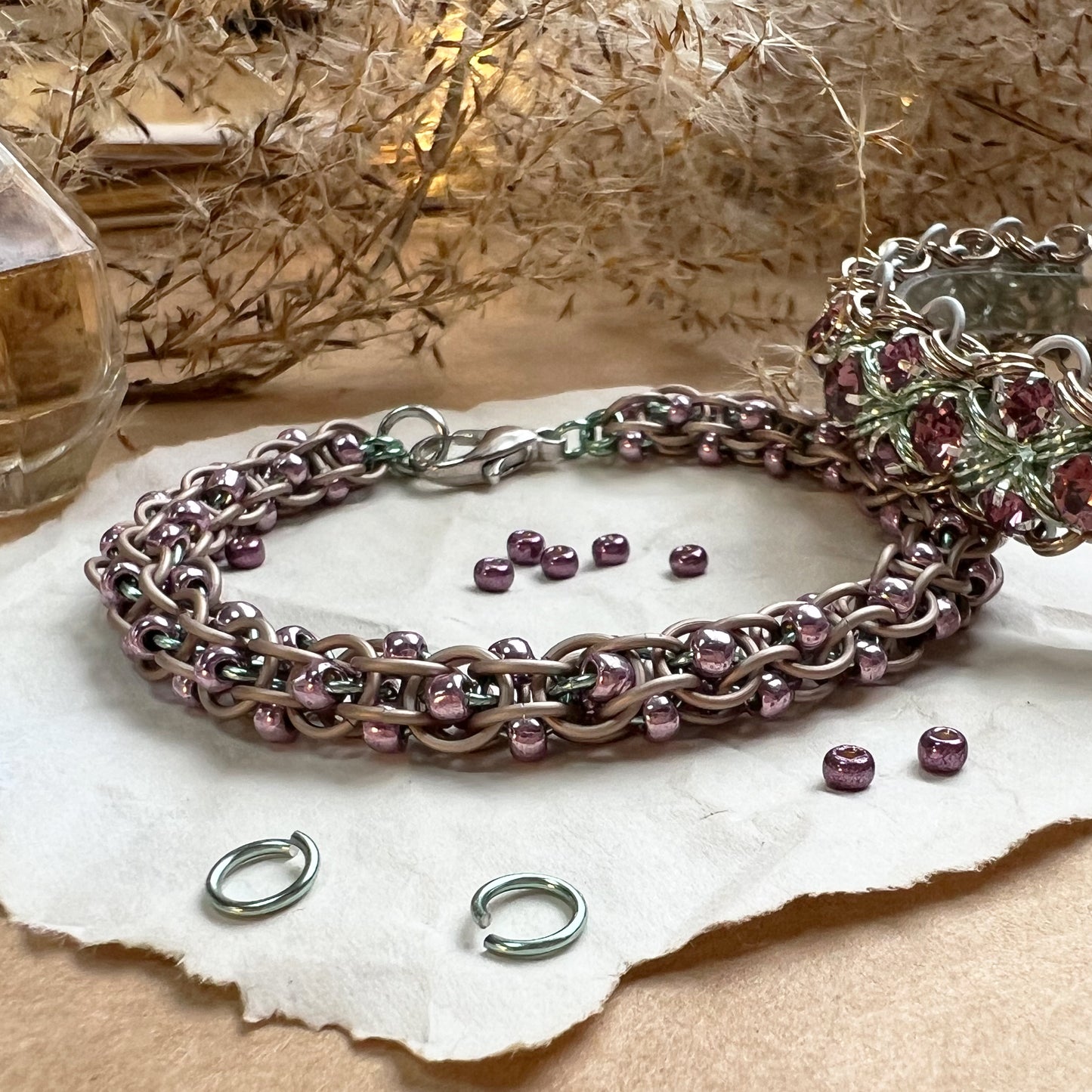 Captive 2 in 1 Beaded Chain Kit and Video Class Matte Champagne Sea Foam and Pale Lilac