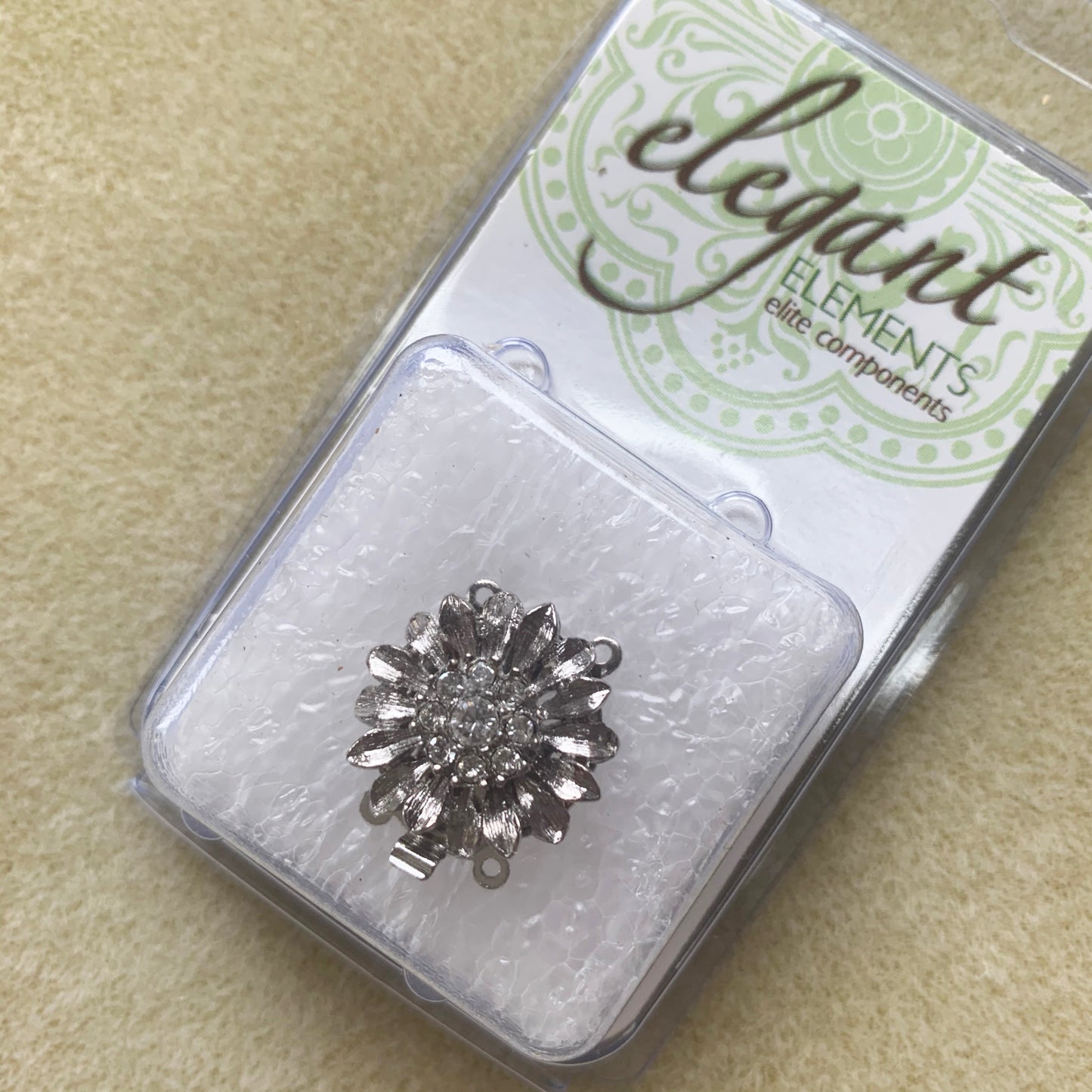 German Clasp Rhodium Plated Box Style 2 Hole (1 piece) - choose style and color