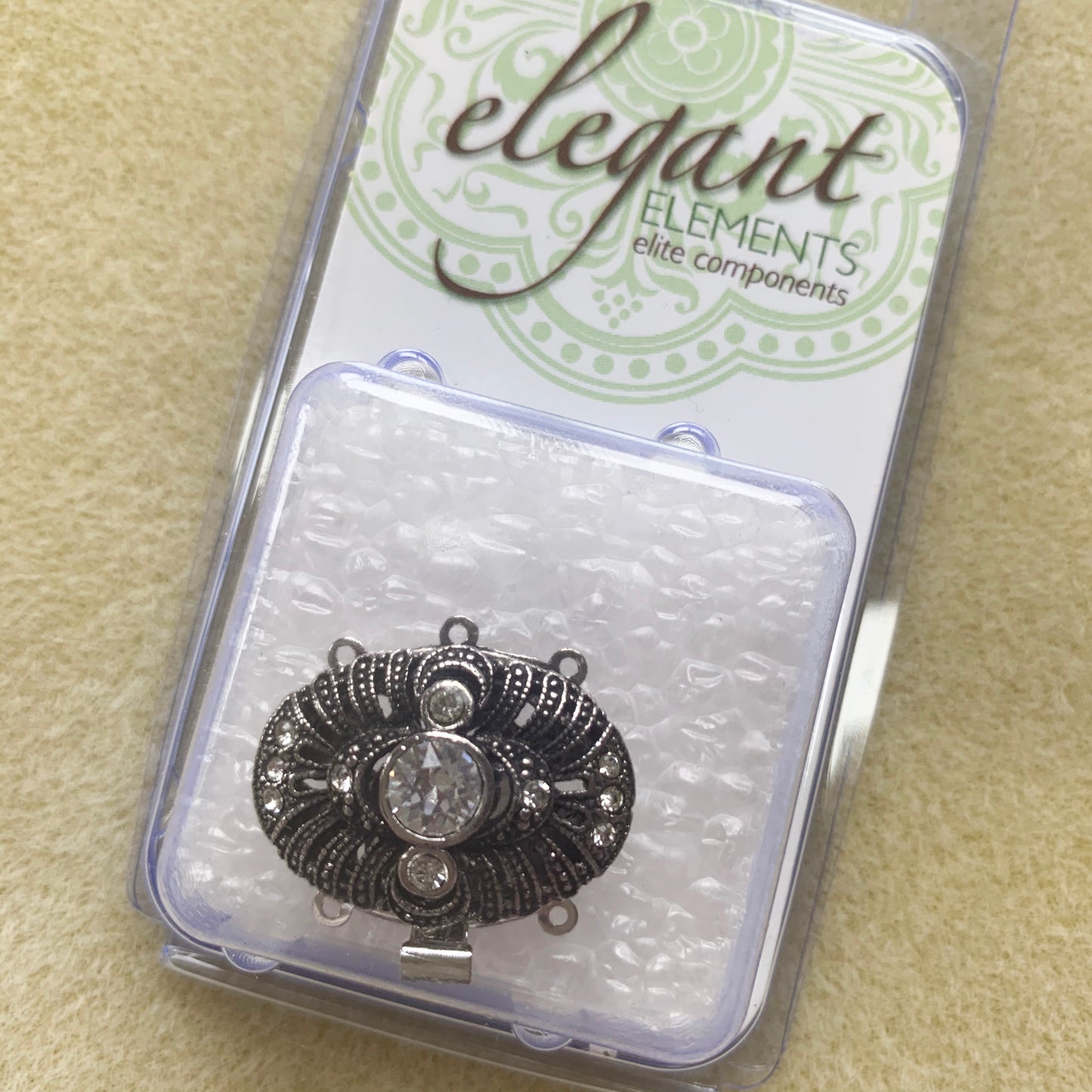 German Clasp Rhodium Plated Box Style - 3 Hole