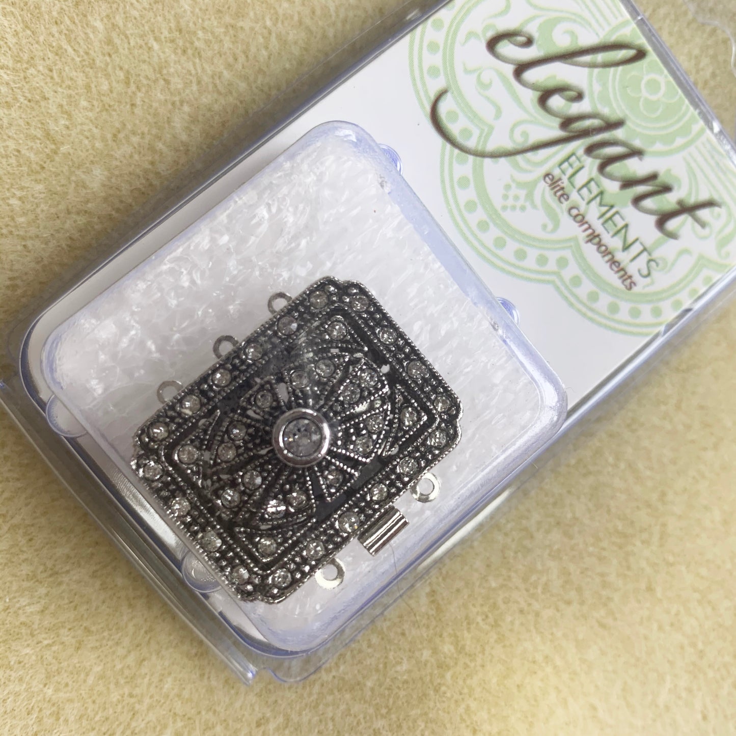 German Clasp Rhodium Plated Box Style - 3 Hole
