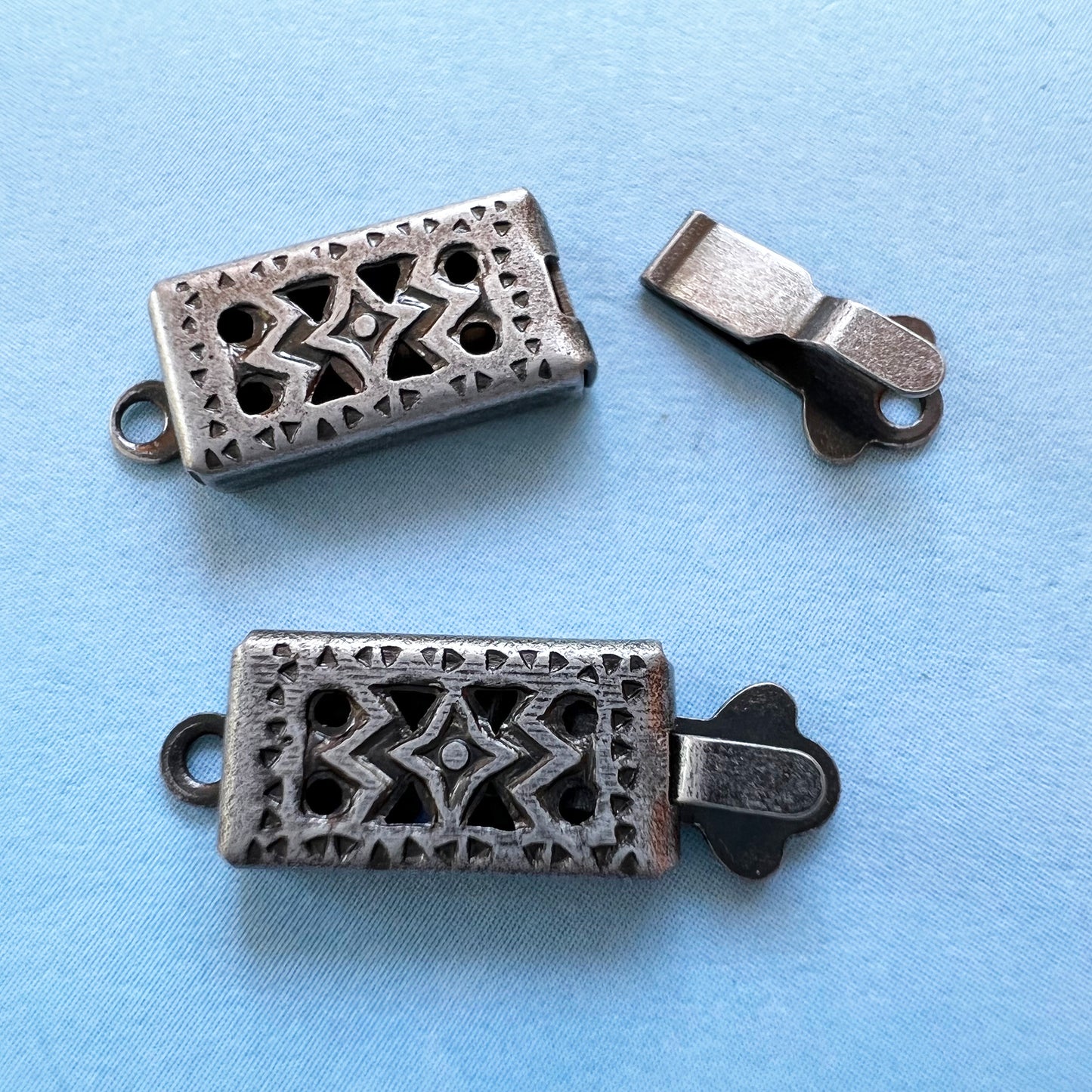 Box Clasp Rectangle (11x6mm) 1 Hole - Antique Silver (Qty 6)
