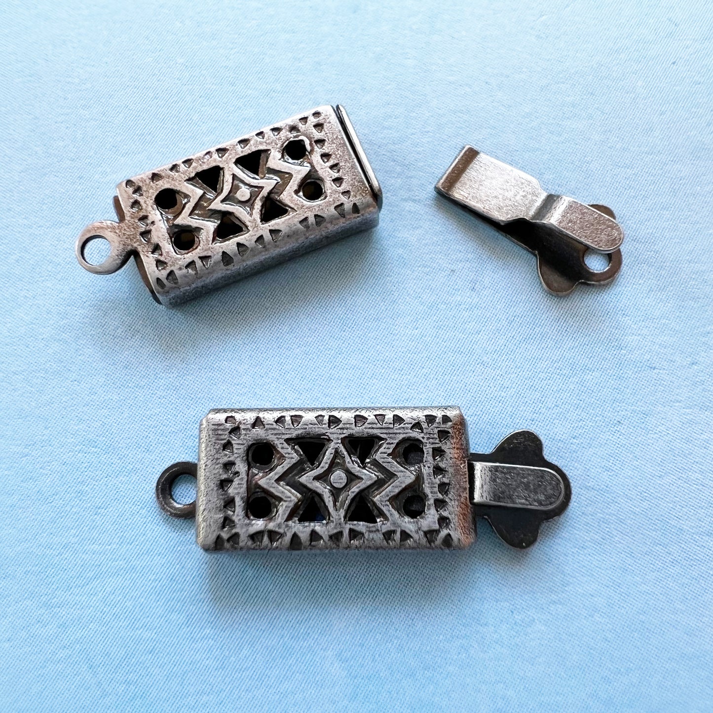 Box Clasp Rectangle (11x6mm) 1 Hole - Antique Silver (Qty 6)