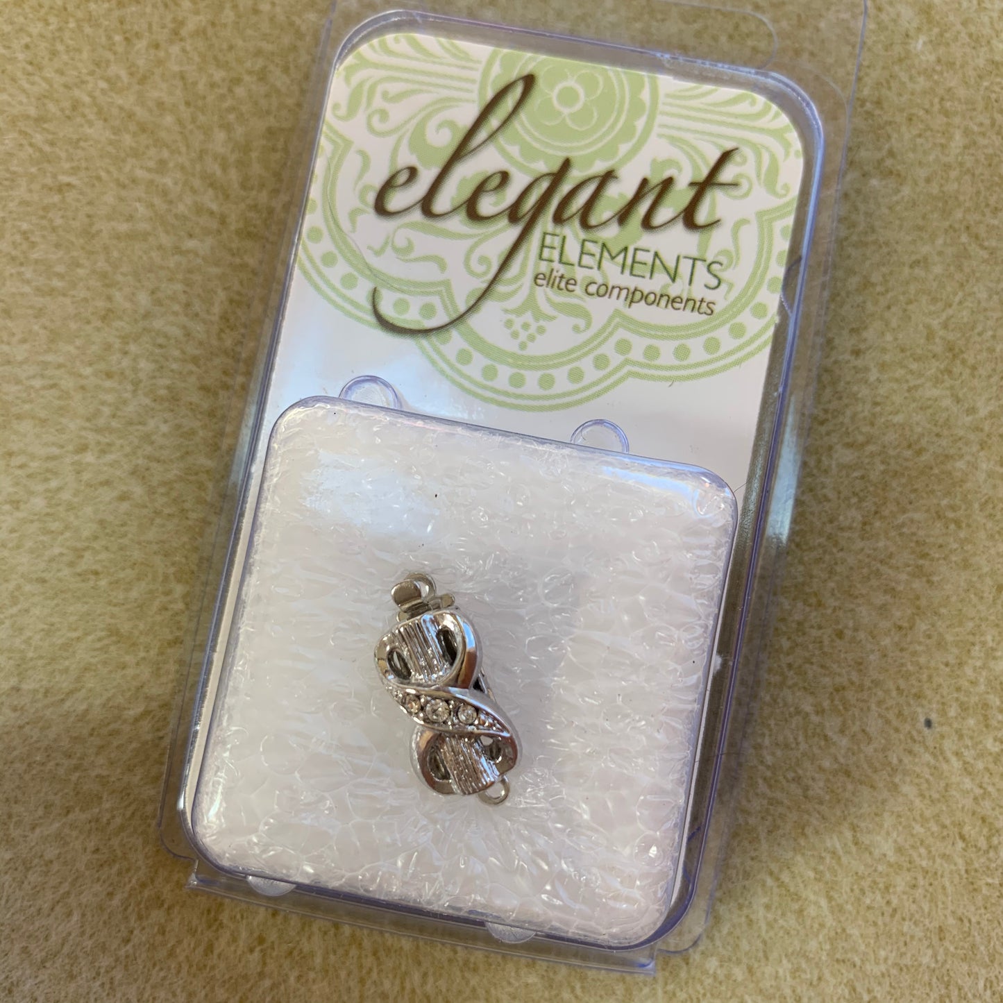 German Clasp Rhodium Plated Box Style - 1 Hole