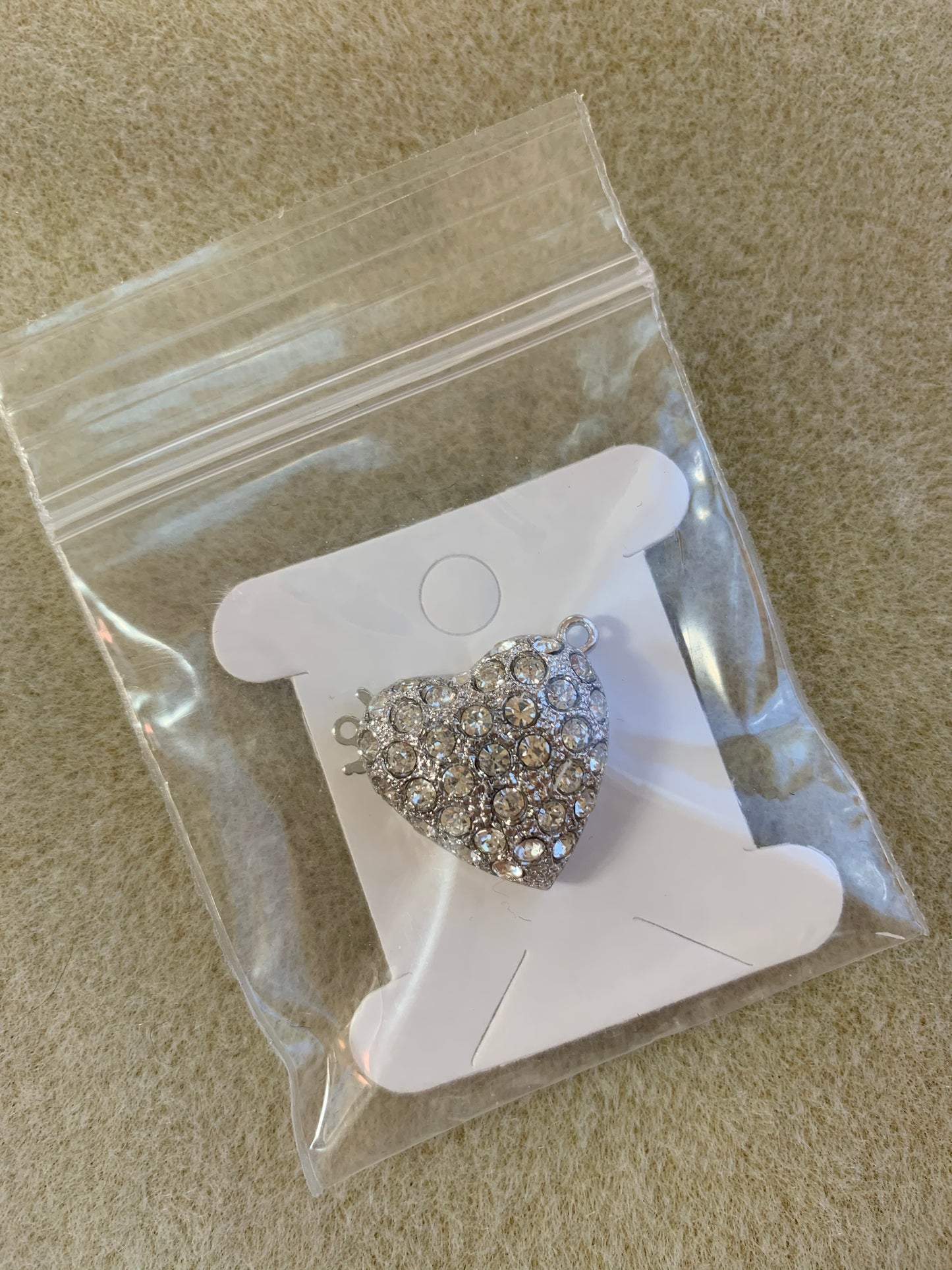 German Clasp Rhodium Plated Box Style - 1 Hole