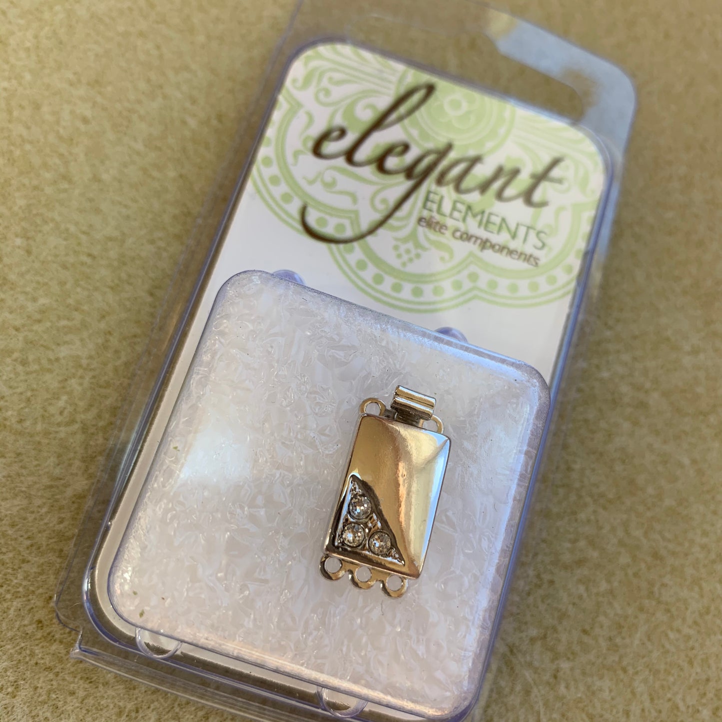German Clasp Rhodium Plated Box Style - 3 Hole