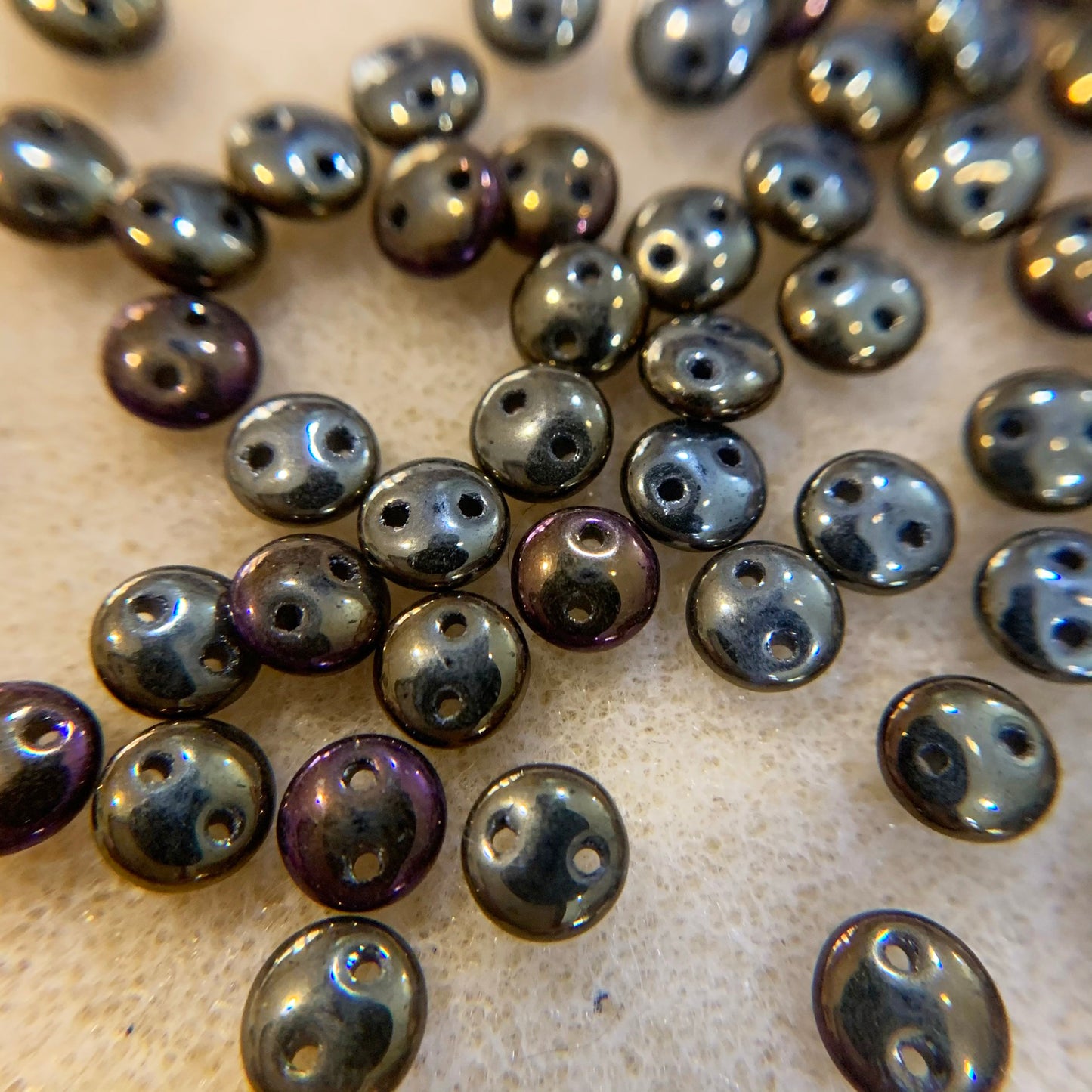 2 Hole Lentil Beads - choose color