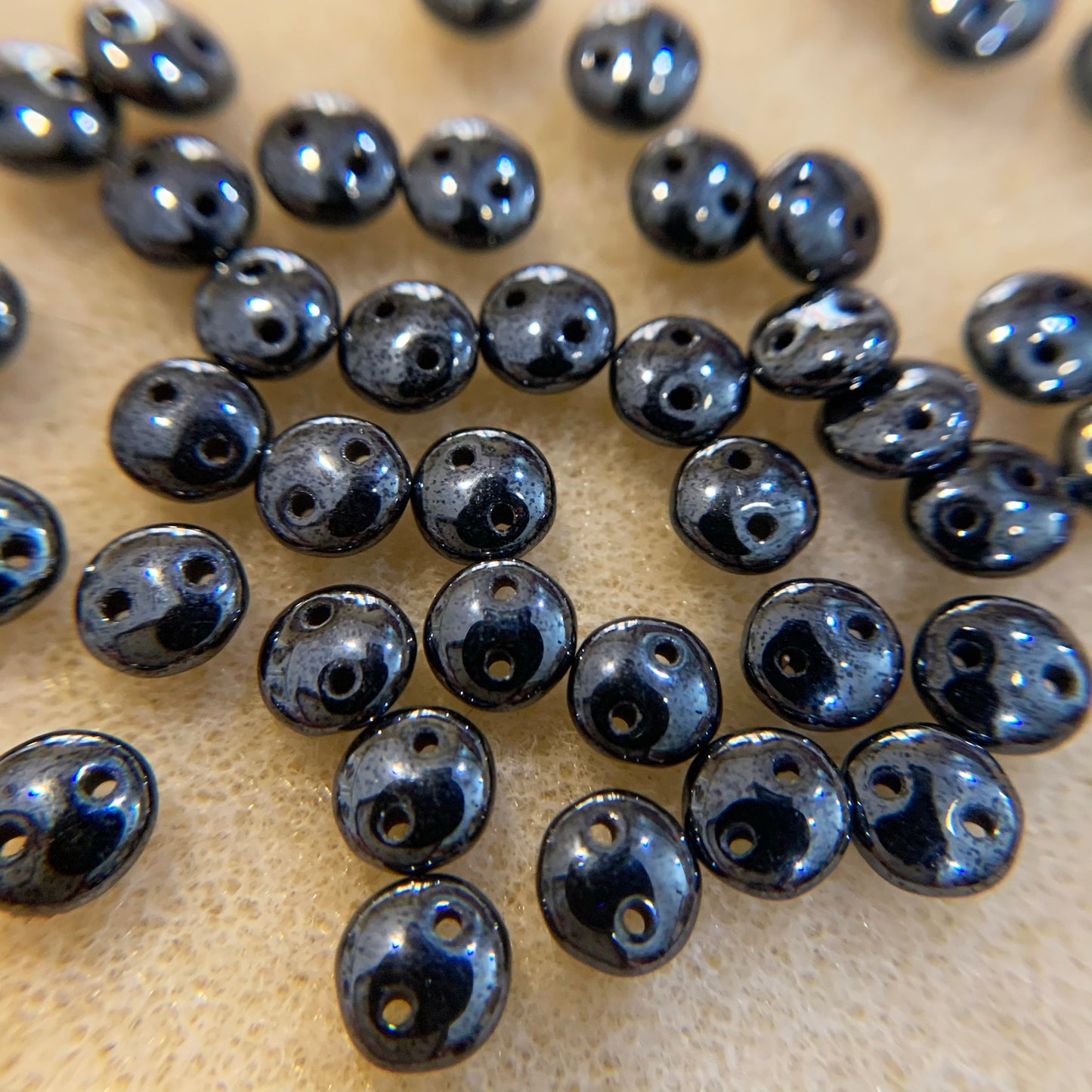2 Hole Lentil Beads - choose color