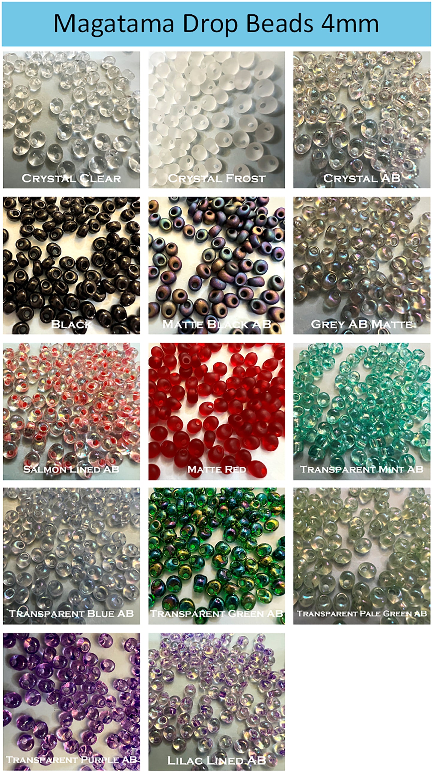 Miyuki Magatama 4mm Drop Beads 20grams Choose Color