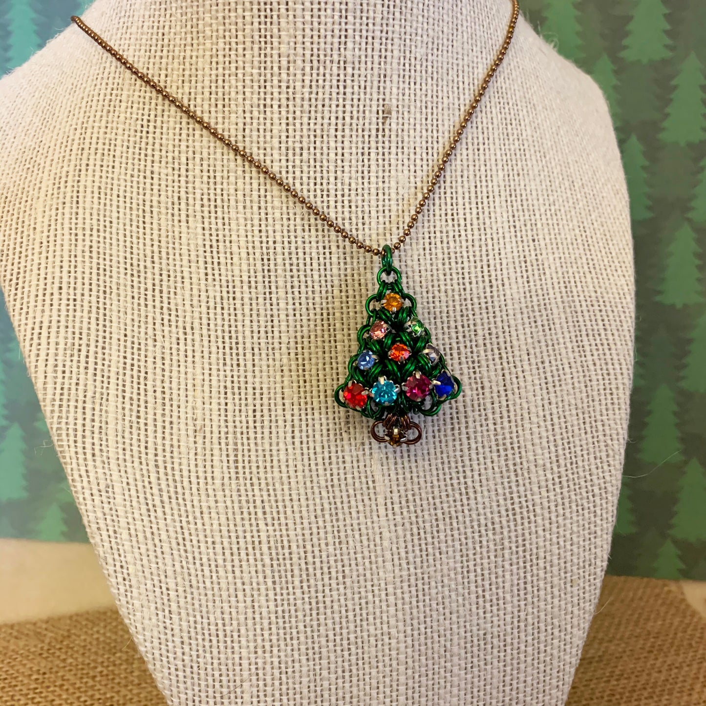 Rhinestone Christmas Tree Pendant Kit with Video Class - Green & Multicolor