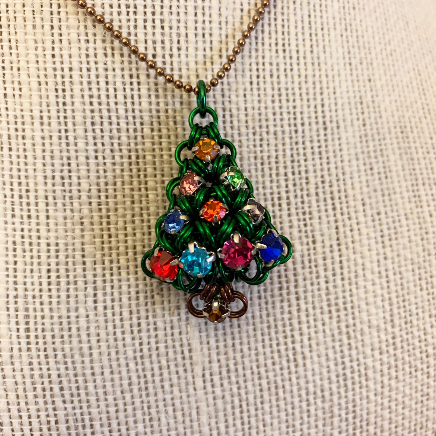 Rhinestone Christmas Tree Pendant Kit with Video Class - Green & Multicolor