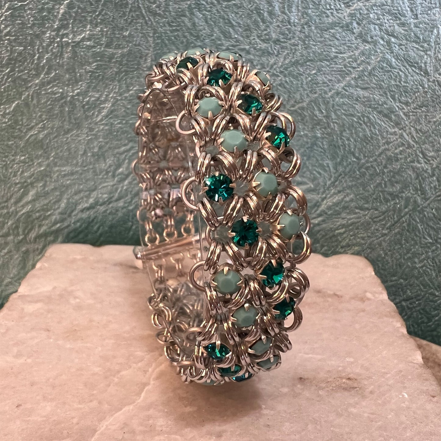 Rhinestone Double Diagonal Sparkle Bracelet Kit with Video Class - Silver, Turquoise & Blue Zircon