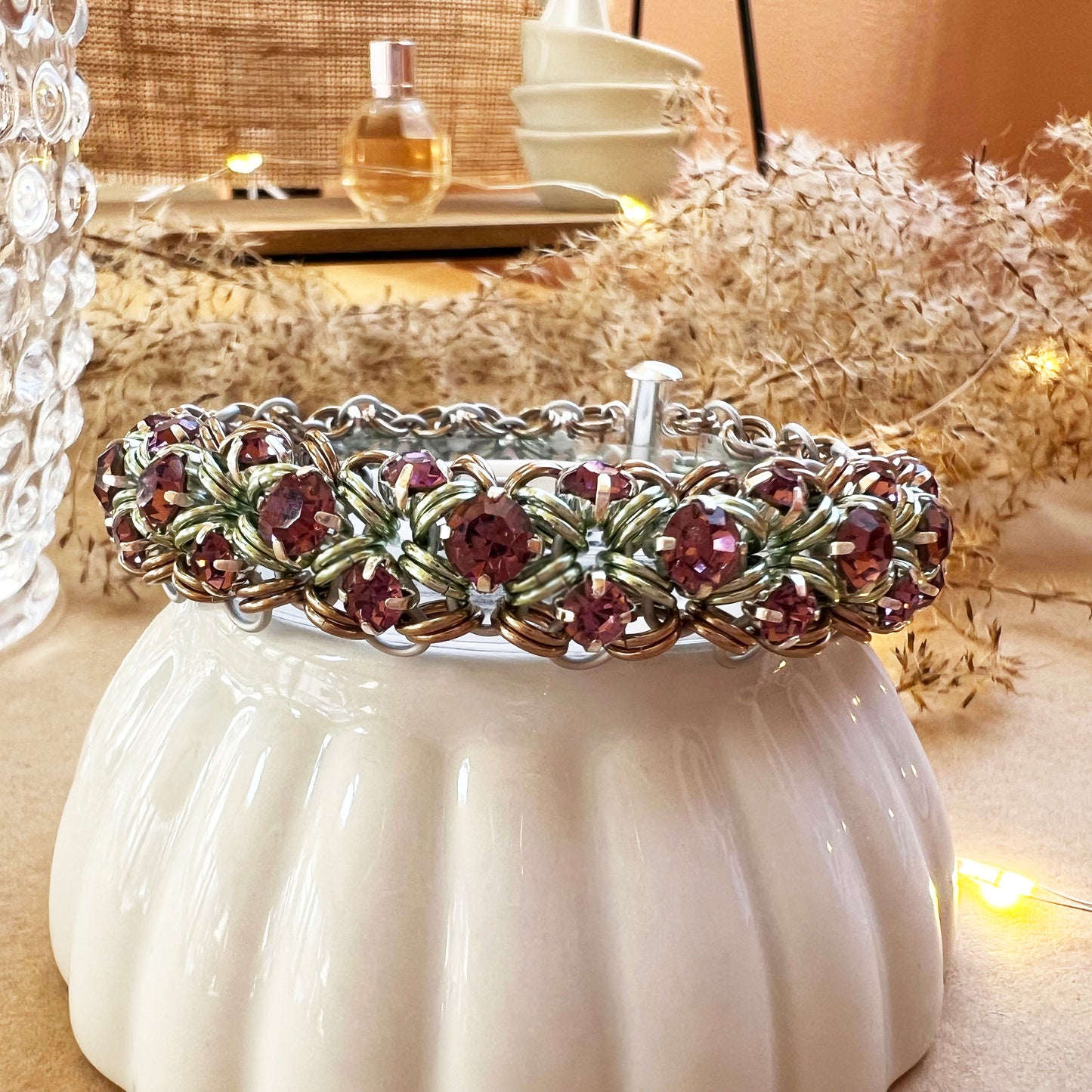 Singles and Doubles Rhinestone Bracelet Kit with Video Class Lt Amethyst Sea Foam and Champagne