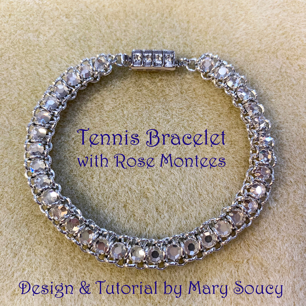 Rose Montee Tennis Bracelet Kit with Video Class - Silver & Crystal