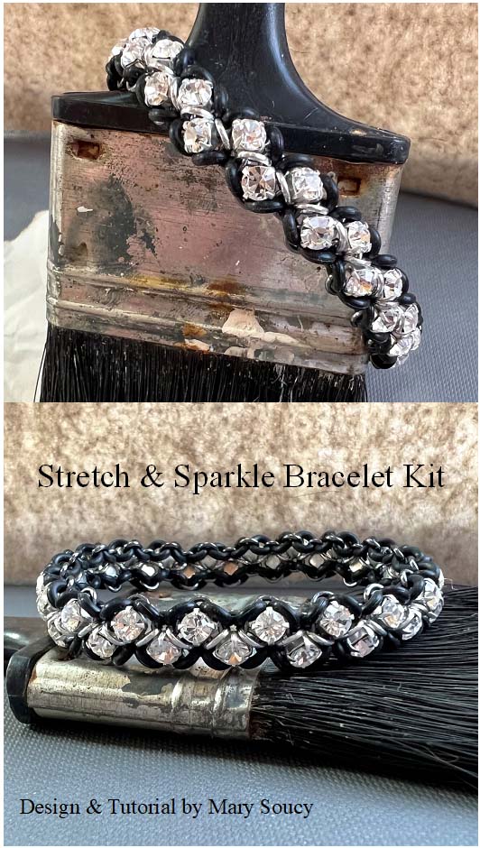 Stretch and Sparkle Bracelet Kit and Video Class  Black and Crystal Preciosa