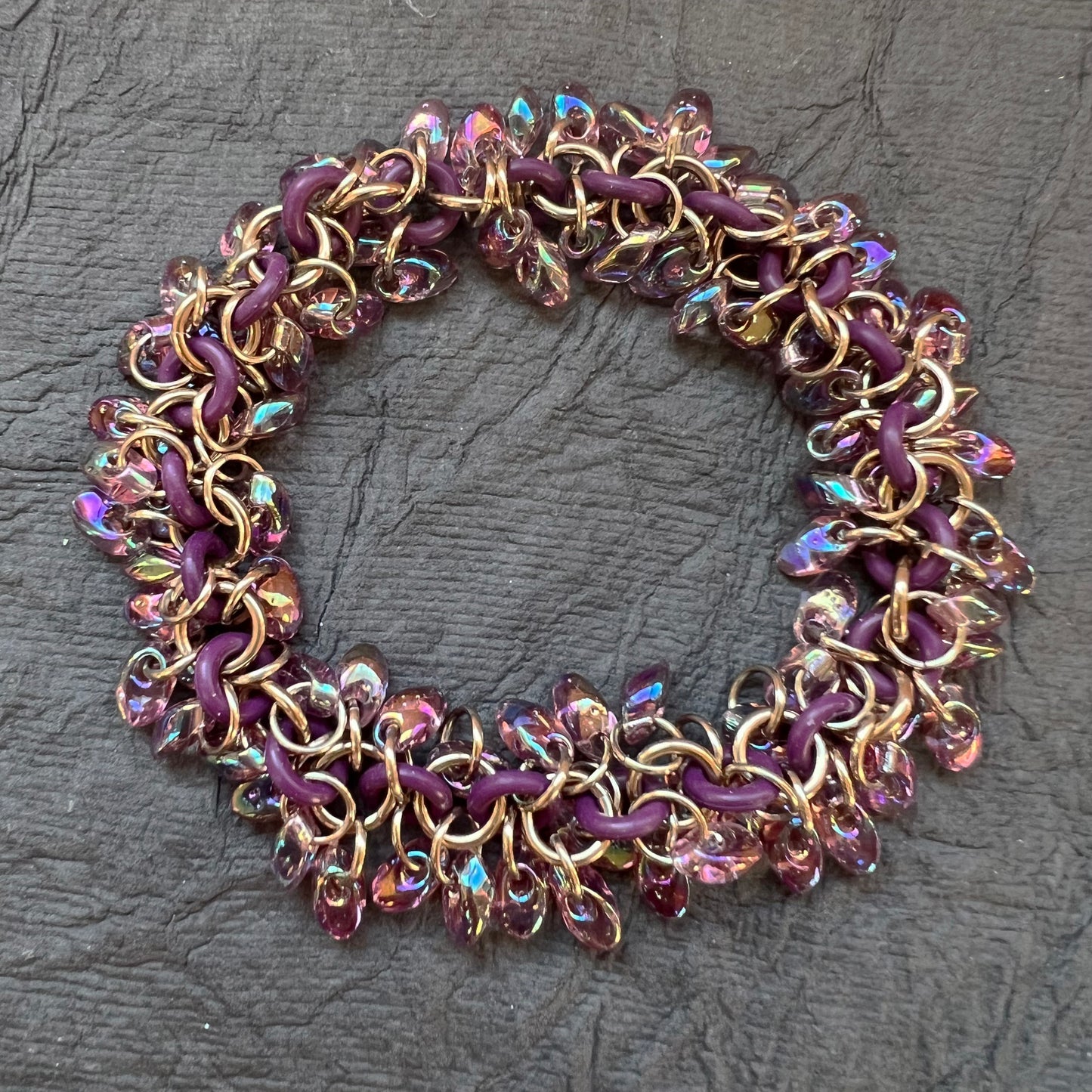 Shaggy Long Magatama Stretch Bracelet Kit with FREE Video Amethyst Wine Champagne Amethyst AB