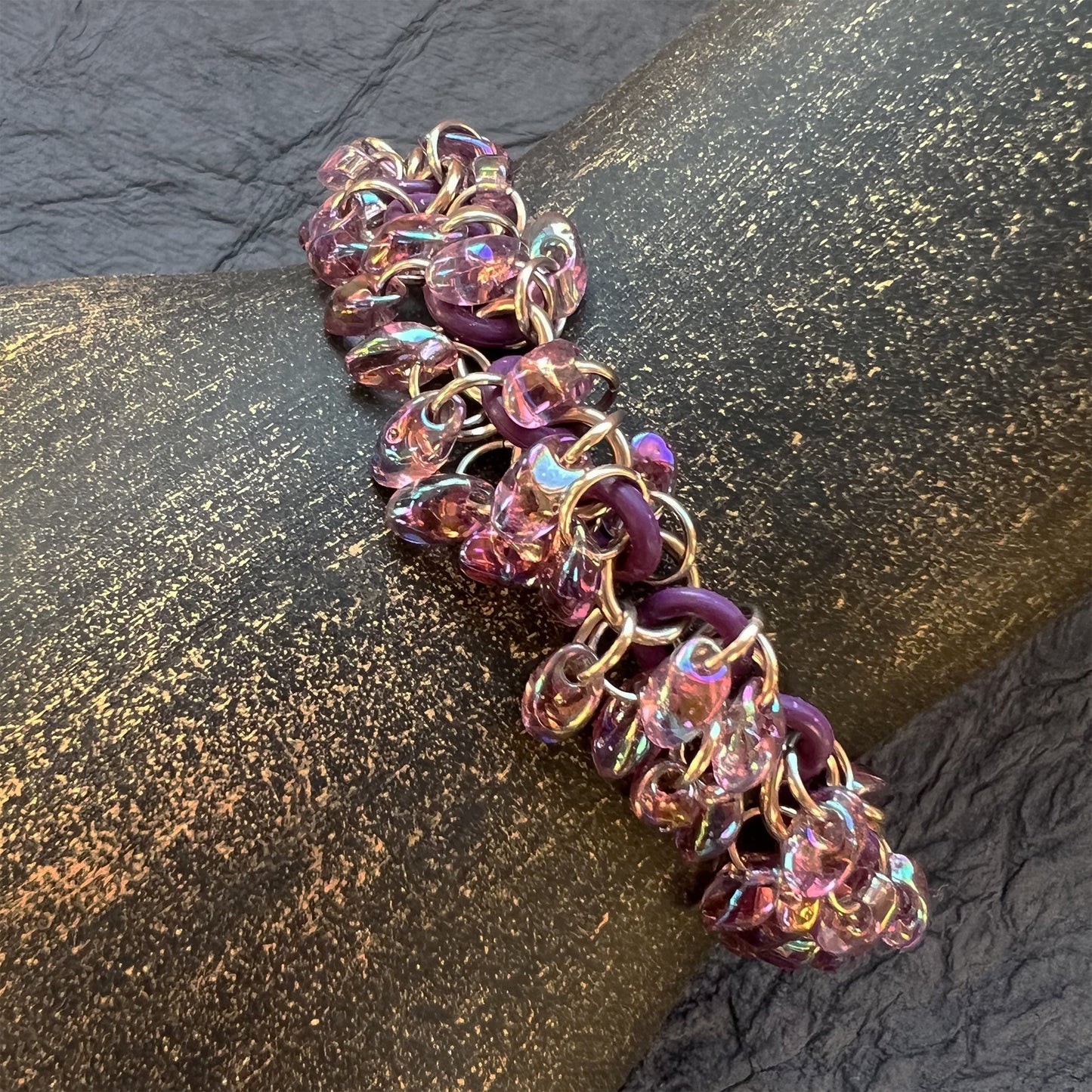 Shaggy Long Magatama Stretch Bracelet Kit with FREE Video Amethyst Wine Champagne Amethyst AB