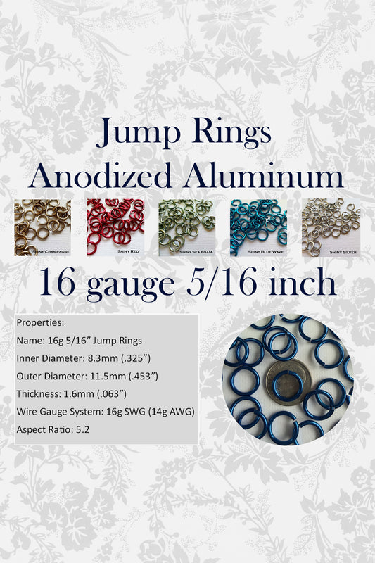 Jump Rings AA 16g 5/16" (SWG) ID: 8.3mm - choose color - Package of 50