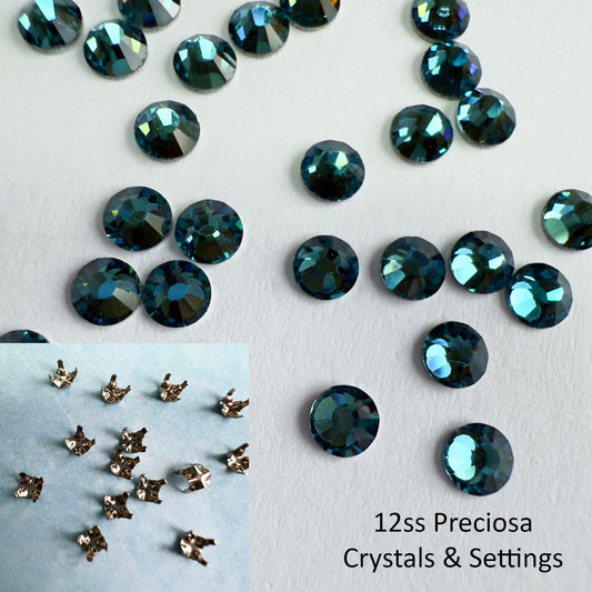 Set your own Preciosa Rose Montees 12ss (3-3.2mm) - 25 settings + 25 flat back crystals