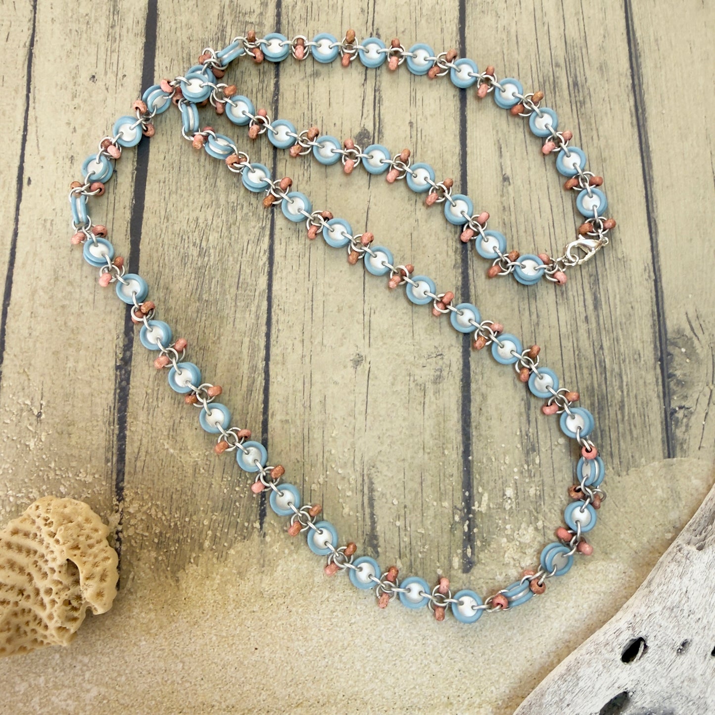 Lentil & Seed Bead Chain Necklace Mini Kit with Video Class - Saltwater Sunset