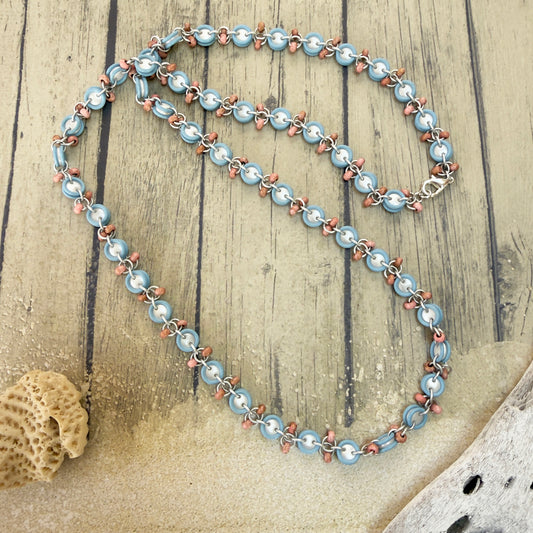 Lentil & Seed Bead Chain Necklace Mini Kit with Video Class - Saltwater Sunset