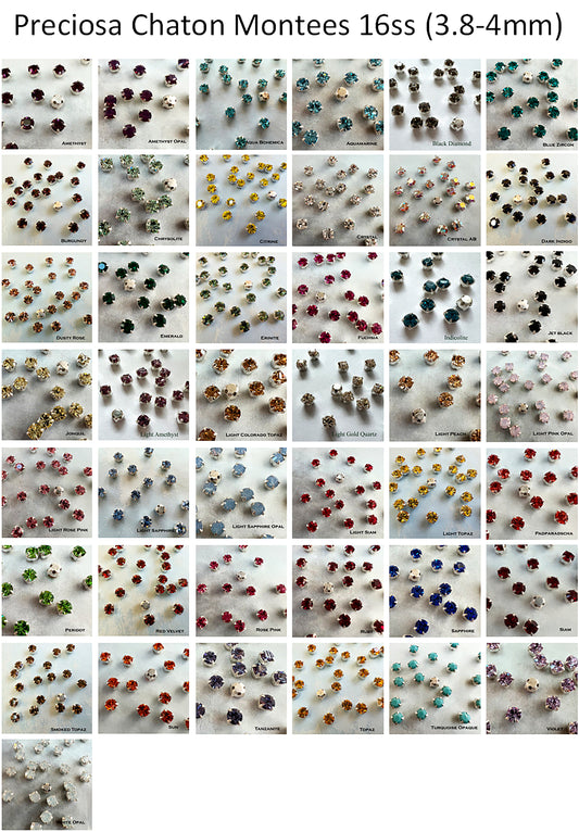 Preciosa Chaton Montees 16ss (3.8-4mm) - choose color & quantity