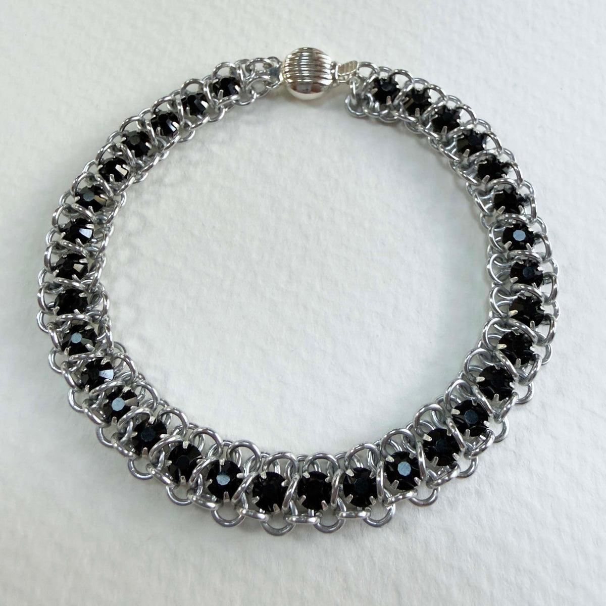 Rose Montee Tennis Bracelet Kit with PDF Tutorial & Video Class - Silver & Jet