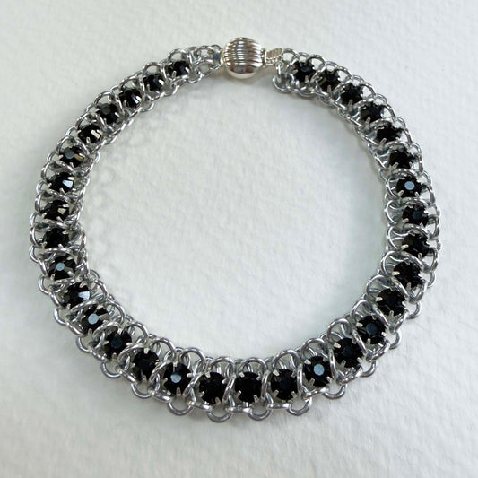 Rose Montee Tennis Bracelet Kit with PDF Tutorial & Video Class - Silver & Jet