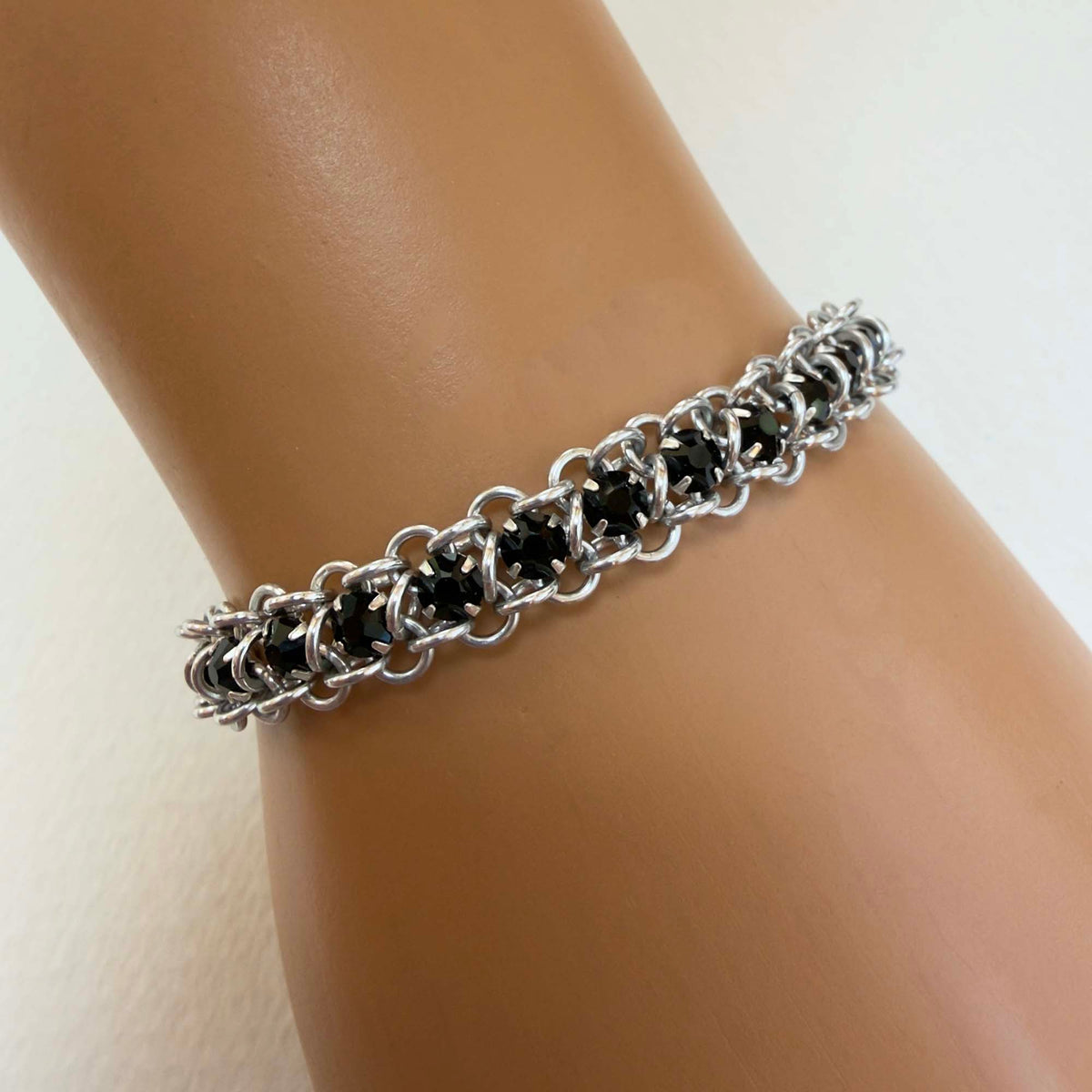 Rose Montee Tennis Bracelet Kit with PDF Tutorial & Video Class - Silver & Jet