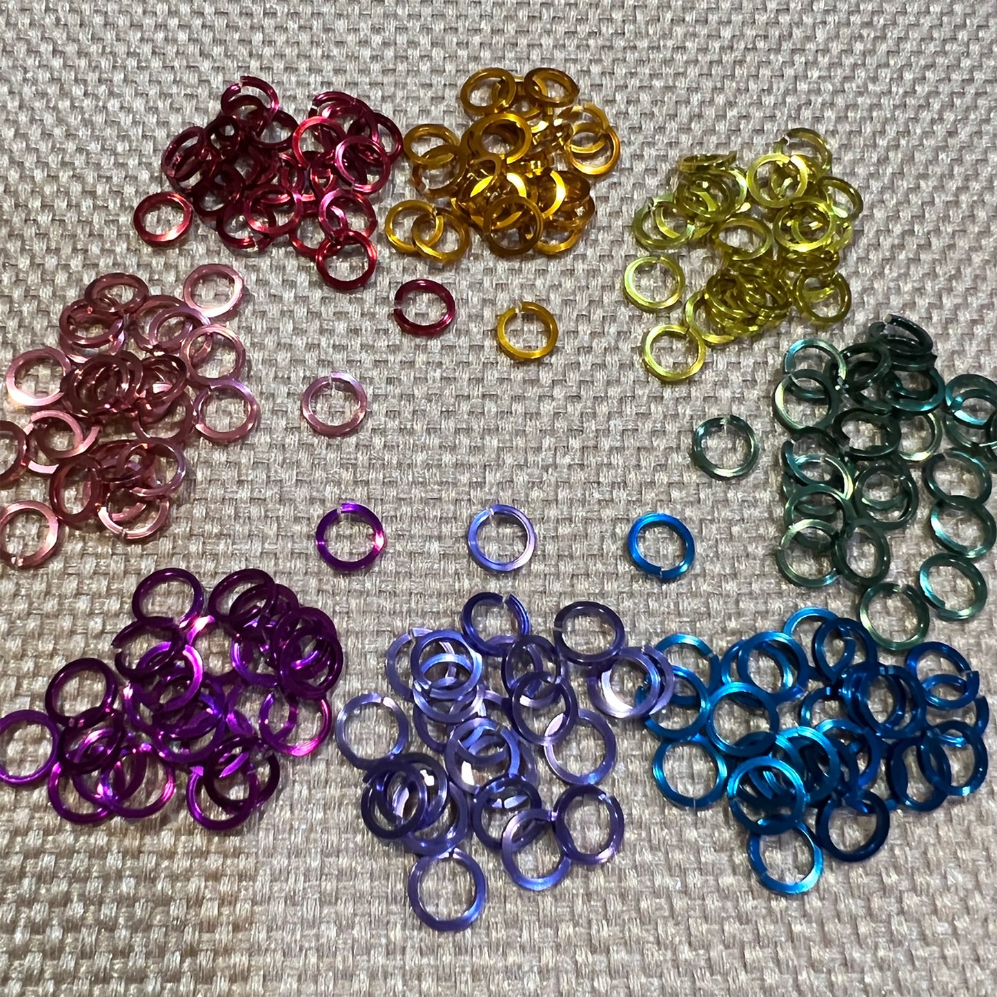 18g 1/4" SQUARE Jump Rings Rainbow Pack - 8 Colors