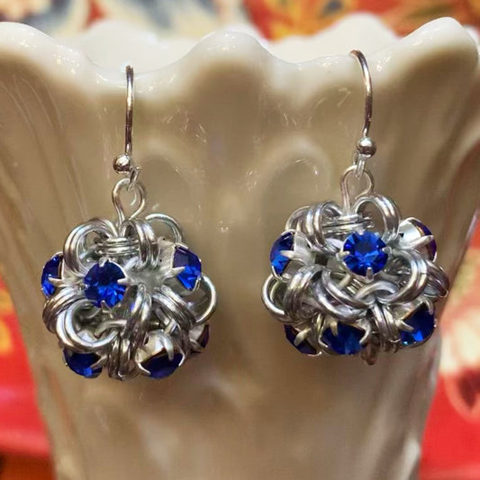 Rhinestone Ball Earrings Kit with Video Class - Silver & Sapphire