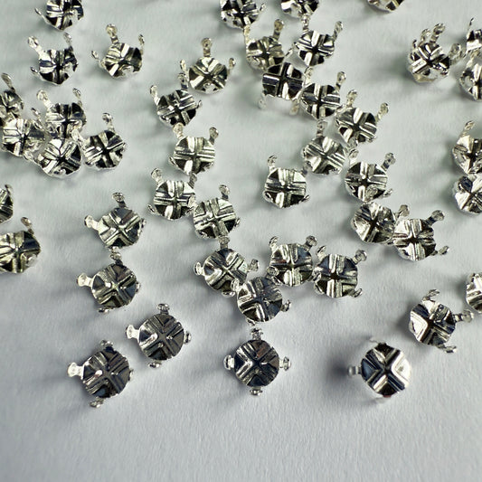 3mm - 3.4mm Rose Montee Settings Silver Plate - Quantity 50