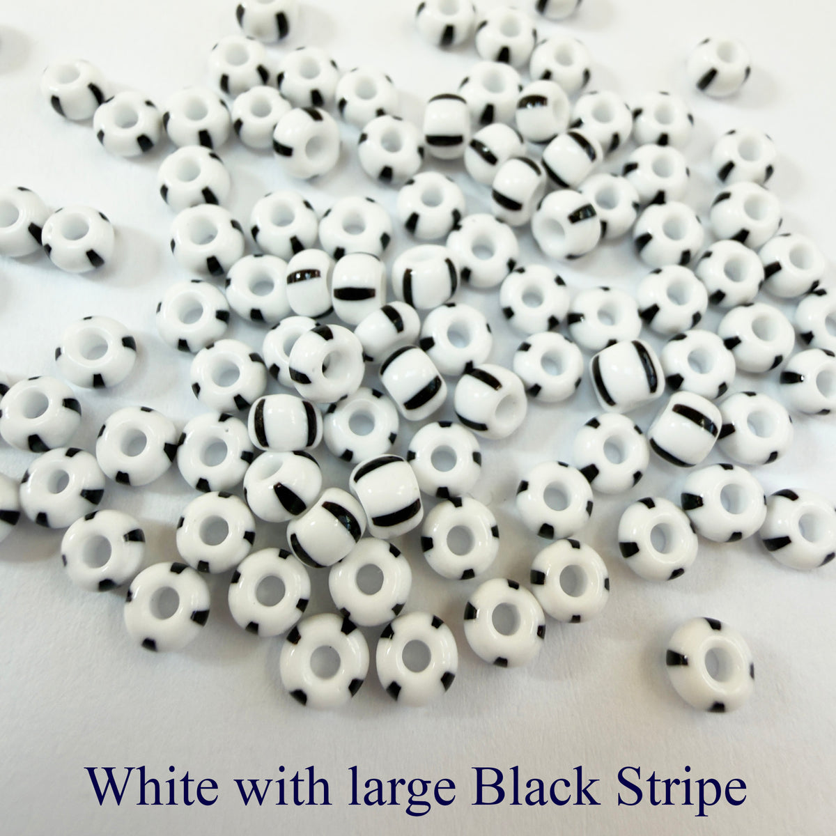 Striped Seed Beads 6/0  Large Stripe 20 gm Choose Color
