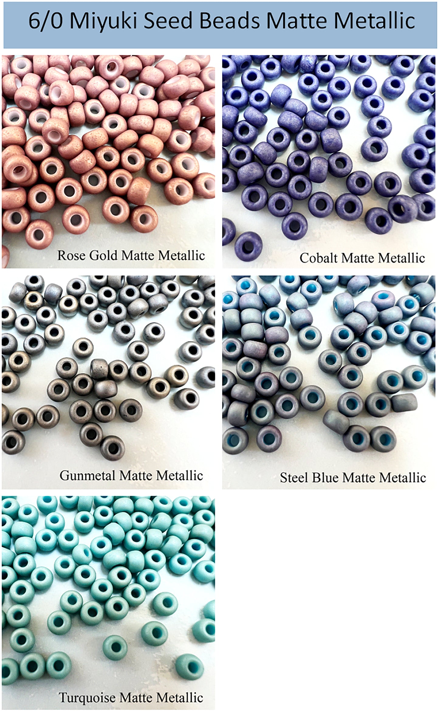 6_0 Miyuki Matte Metallic Seed Beads - Choose Color